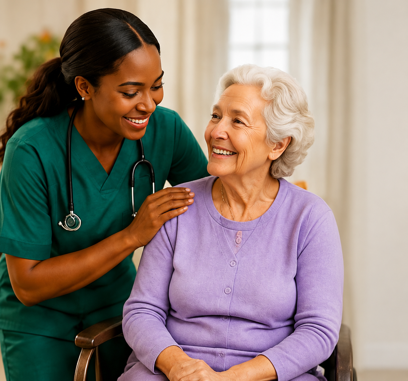 Qualified nurse and caregiver team